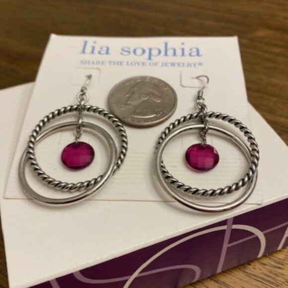 Lia Sophia "RASPBERRY SPLASH" Earrings - Picture 6 of 7